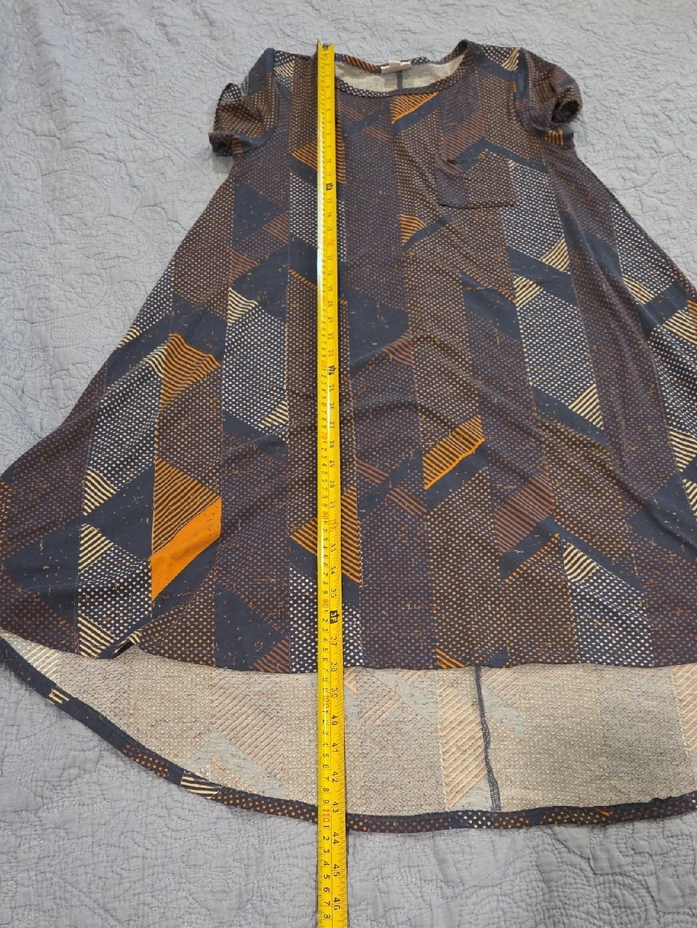 LuLaRoe Mini Dress in Navy, Mustard, Beige Geometric Print Size S! - Picture 7 of 8